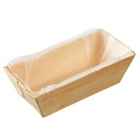 Solia WA00030 3 9/10 inch x 1 4/5 inch x 1 1/5 inch Rectangular Wooden Punnet with Baking Paper - 200/Case