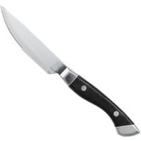 Fortessa 1.5.STK.00.252 Provencal 10" 1/4" Serrated Edge Steak Knife with Ebony Black Handle and Full Tang Blade - 6/Pack