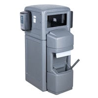 Commercial Zone 757003 Islander Series Aruba-5 42 Gallon Gray Rectangular Single-Sided Waste / Windshield Service Center with Paper Towel Dispenser, Squeegee, Wash Station, and 2 Glove Dispensers