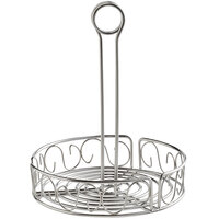 American Metalcraft SSCC7 Stainless Steel Round Scroll Design Condiment Caddy - 7 1/2" x 9"