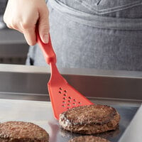 Linden Sweden 1011.47 Gourmaid 10 1/2 inch Red High-Heat Silicone Perforated Wide Spatula / Turner