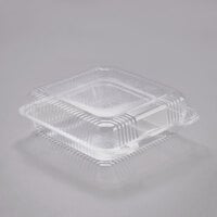 Dart PET55UT1 StayLock 9 inch x 8 5/8 inch x 3 inch Clear Hinged PET Plastic Large Container - 200/Case