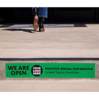 E-Z Up FD424RCT 24 inch x 4 inch Green Rectangle We Are Open Customizable Floor Decal