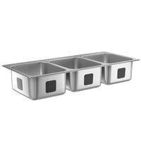 Waterloo 20 inch x 16 inch x 12 inch 18 Gauge Stainless Steel Three Compartment Drop-In Sink