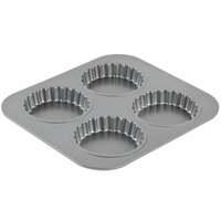 4 Compartment Fluted Non-Stick Tartlet / Quiche Pan - 3 1/2 inch x 1 inch Cavities