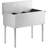 Regency 36" 16-Gauge Stainless Steel Three Compartment Commercial Utility Sink - 12" x 21" x 13" Bowl