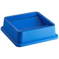 Lavex 35 / 50 Gallon Blue Square Trash Can Swing Lid