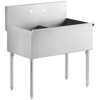 Regency 36 inch 16-Gauge Stainless Steel Two Compartment Commercial Utility Sink - 18 inch x 21 inch x 13 inch Bowl