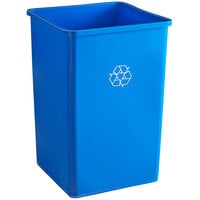 Lavex Janitorial 35 Gallon Blue Square Recycle Bin
