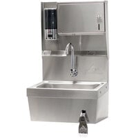 Advance Tabco 7-PS-82 Hands Free Hand Sink with Knee Valve and Soap and Towel Dispenser - 17 1/4"