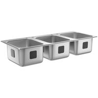 Waterloo 14 inch x 16 inch x 10 inch 18 Gauge Stainless Steel Three Compartment Drop-In Sink