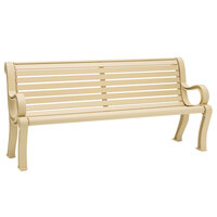 Wabash Valley BU1119C Butler 72" x 26 5/8" Portable / Surface-Mount Powder Coated Aluminum Horizontal Slat Outdoor Bench with Arms