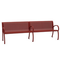 Wabash Valley WI0111C Winchester 100 3/4 inch x 26 3/4 inch Square Perforated Portable / Surface-Mount Powder Coated Steel Outdoor Bench with Arms and Cast Aluminum Legs