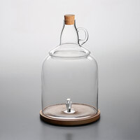 Acopa 4 Gallon Growler Glass Beverage Dispenser with Cork Lid and Wood Base