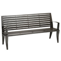 Wabash Valley DE1113C Dewart 65 3/8 inch x 16 1/2 inch Portable / Surface-Mount Horizontal Slat Powder Coated Steel Outdoor Bench with Aluminum Frame and Arms