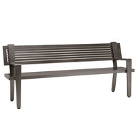 Wabash Valley RO1119C Rockport 86 1/8 inch x 24 1/2 inch Horizontal Slat Portable / Surface Mount Powder Coated Aluminum Outdoor Bench with Arms