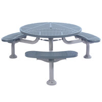 Wabash Valley SY111D Spyder 46 inch Round ADA Accessible Diamond Pattern Portable / Surface-Mount Plastisol Coated Steel Outdoor Umbrella Table With Attached Seats