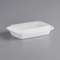 Choice 16 oz. White 8 inch x 5 1/4 inch x 1 1/2 inch Rectangular Microwavable Heavy Weight Container with Lid - 150/Case