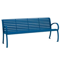 Wabash Valley WI1119C Winchester 75 1/2 inch x 26 3/4 inch Horizontal Slat Portable / Surface-Mount Powder Coated Steel Outdoor Bench with Arms and Cast Aluminum Legs