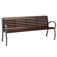Wabash Valley WI1112C Winchester 75 1/2 inch x 26 3/4 inch Faux Wood Portable / Surface-Mount Powder Coated Steel Outdoor Bench with Arms and Cast Aluminum Legs