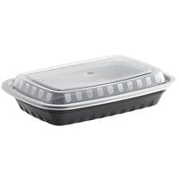 Choice 16 oz. Black 8" x 5 1/4" x 1 1/2" Rectangular Microwavable Heavy Weight Container with Lid - 150/Case