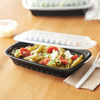 Choice 16 oz. Black 8 inch x 5 1/4 inch x 1 1/2 inch Rectangular Microwavable Heavy Weight Container with Lid - 150/Case