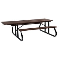 Wabash Valley GV115G Green Valley 30 inch x 96 inch ADA Accessible Portable Outdoor Picnic Table with PolyTuf Plastic Top and Seats and Powder Coated Steel Frame