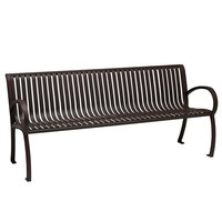 Wabash Valley WI1113C Winchester 75 1/2 inch x 26 3/4 inch Vertical Slat Portable / Surface-Mount Powder Coated Steel Outdoor Bench with Arms and Cast Aluminum Legs