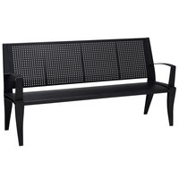 Wabash Valley DE1111C Dewart 65 3/8 inch x 16 1/2 inch Portable / Surface-Mount Square Perforated Powder Coated Steel Outdoor Bench with Aluminum Frame and Arms