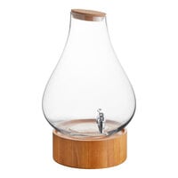 Acopa 4 Gallon Raindrop Glass Beverage Dispenser with Cork Lid, Wood Base, and Spigot