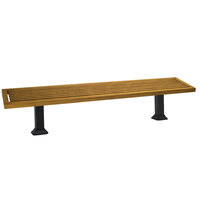 Wabash Valley KE1422S Kentland 86 1/4 inch x 16 1/2 inch Surface-Mount Powder Coated Aluminum Faux Wood Backless Outdoor Bench with Black Pedestal Legs