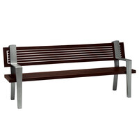Wabash Valley RO1112C Rockport 86 1/8 inch x 24 1/2 inch Faux Wood Portable / Surface Mount Powder Coated Aluminum Outdoor Bench with Arms