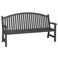 Wabash Valley YO1213C Yorktown 72 inch x 25 3/8 inch Vertical Slat Arch Back Portable / Surface-Mount Powder Coated Aluminum Outdoor Bench with Arms