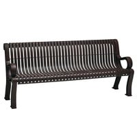 Wabash Valley BU1113C Butler 72" x 26 5/8" Portable / Surface-Mount Powder Coated Aluminum Vertical Slat Outdoor Bench with Arms
