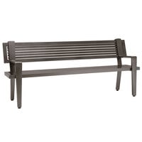 Wabash Valley RO0119C Rockport 113 1/4 inch x 24 1/2 inch Horizontal Slat Portable / Surface Mount Powder Coated Aluminum Outdoor Bench with Arms
