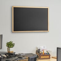 Dynamic by 360 Office Furniture 36 inch x 24 inch Black Wall-Mount Magnetic Chalkboard with Wood Frame