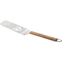 Outset® QV12 18" Stainless Steel Ultra-Thin Slotted Turner with Bamboo Handle