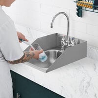 Waterloo 10 inch x 14 inch x 5 inch 18 Gauge Stainless Steel One Compartment Drop-In Sink with Side Splashes