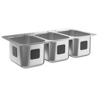 Waterloo 10 inch x 14 inch x 10 inch 18 Gauge Stainless Steel Three Compartment Drop-In Sink