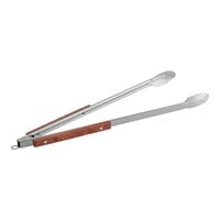 Outset® QB22 21 3/4" Stainless Steel Tongs with Rosewood Handles