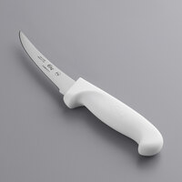 Choice 5 inch Curved Flexible Boning Knife with White Handles