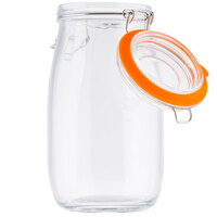 Tablecraft 10368 48 oz. Glass Jar with Lid and Bail and Trigger Closure