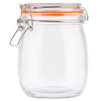 Tablecraft 10366 25 oz. Glass Jar with Lid and Bail and Trigger Closure