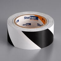 Shurtape VP 415 2 inch x 33 Yards Black / White Warning Stripe Tape