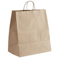 Sabert 20008 14" x 9" x 16 1/4" 2 Entree Meal Tamper-Evident Kraft Paper Delivery Bag - 200/Case