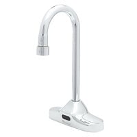 T&S EC-3107-HG Deck Mounted ChekPoint Hands-Free Sensor Faucet with 4 inch Centers, 10 15/16 inch Gooseneck Spout, 2.2 GPM Aerator, and Hydro-Generator