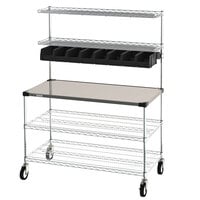 Metro CR2448DSS Drive-Thru Order Staging Prep Cart with Wire Shelving - 49 3/4 inch x 27 3/4 inch x 65 3/4 inch