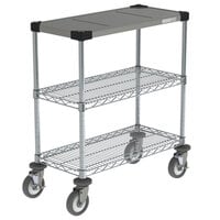 Metro CR1430DTOSC Drive-Thru Order Staging Prep Cart with Wire Shelving - 32 inch x 16 1/2 inch x 33 3/4 inch