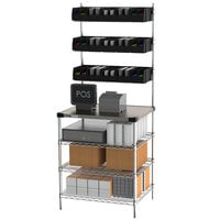 Metro CR2430DTPOS Drive-Thru Order Prep Station with Stainless Steel Shelving - 29 3/4 inch x 24 inch x 74 1/2 inch