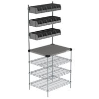 Metro CR2430DTPOS Drive-Thru Order Prep Station with Stainless Steel Shelving - 29 3/4 inch x 24 inch x 74 1/2 inch